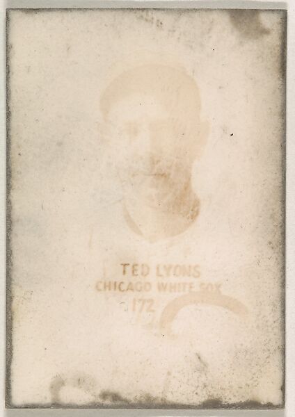 Card Number 172, Ted Lyons, Chicago White Sox, from the Tattoo Orbit series (R308) issued by the Orbit Gum Company, Issued by Orbit Gum Company, a division of William Wrigley Jr. Company, Photolithograph 
