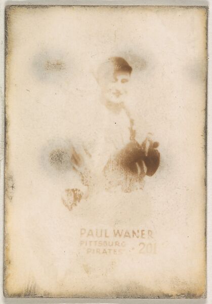 Card Number 201, Paul Waner, Pittsburg Pirates, from the Tattoo Orbit series (R308) issued by the Orbit Gum Company, Issued by Orbit Gum Company, a division of William Wrigley Jr. Company, Photolithograph 
