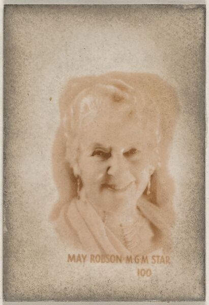 Card Number 100, May Robson, MGM Star, from the Tattoo Orbit series (R308) issued by the Orbit Gum Company, Issued by Orbit Gum Company, a division of William Wrigley Jr. Company, Photolithograph 