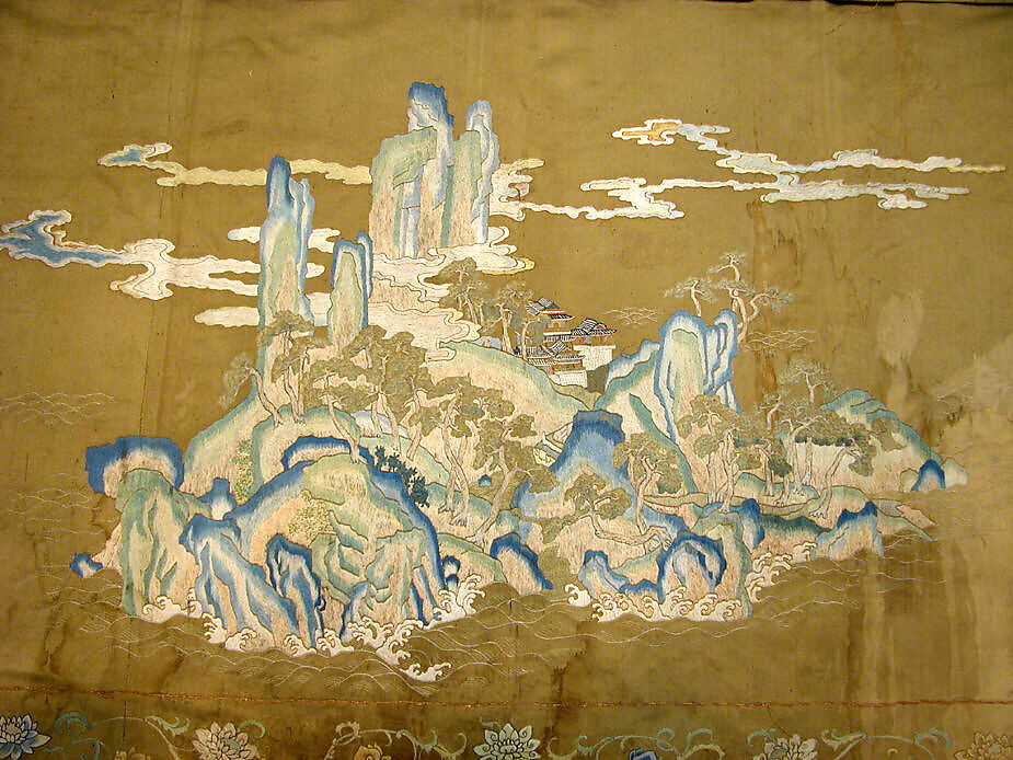 Valance, Silk, metallic thread;  on silk;  lined with silk, China 