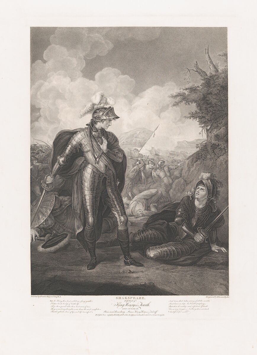 Prince Henry, Hotspur and Falstaff (Shakespeare, King Henry IV, Part 1, Act 5, Scene 4), Thomas Ryder I (British, 1746–1810), Stipple engraving 