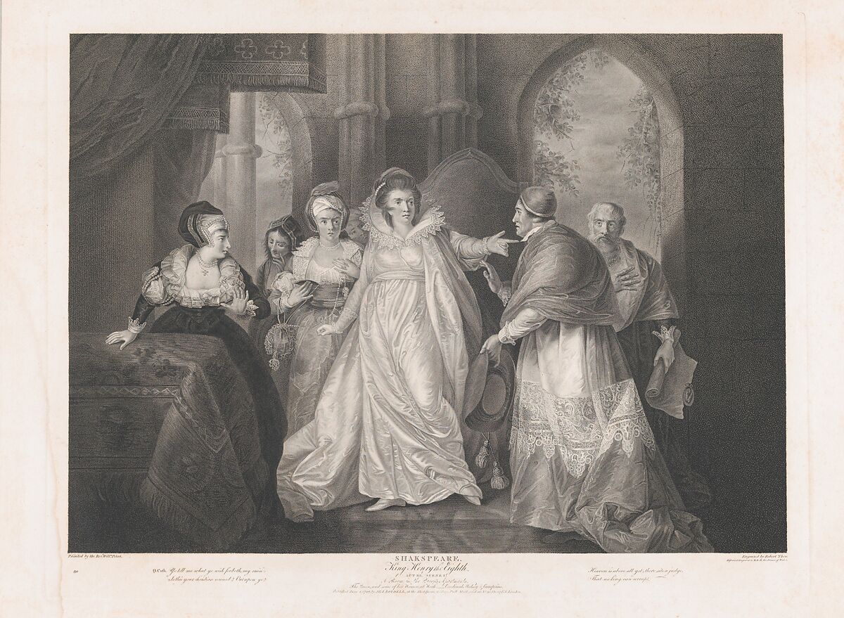 Queen Catherine, Cardinal Wolsey and Cardinal Campeius (Shakespeare, King Henry VIII, Act 3, Scene 1), Robert Thew (British, Patrington 1758–1802 Stevenage), Stipple engraving 