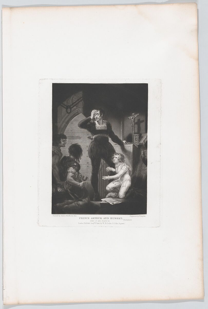 Prince Arthur and Hubert (Shakespeare, King John, Act 4, Scene 1), Thomas Goff Lupton (British, London 1791–1873 London), Mezzotint 