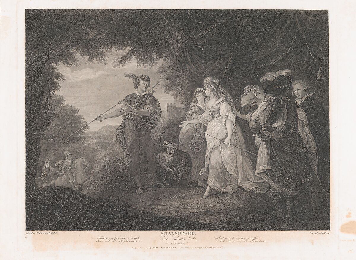 The Princess, Rosaline, etc. (Shakespeare, Love's Labour Lost, Act 4, Scene 1), Thomas Ryder I (British, 1746–1810), Etching and engraving 