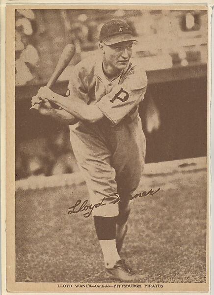 Lloyd Waner, Outfield, Pittsburgh Pirates, from the Portraits and Action series (R316) issued by Kashin Publications, Issued by Kashin Publications, Photolithograph 