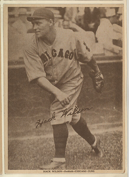 Hack Wilson, Outfield, Chicago Cubs, from the Portraits and Action series (R316) issued by Kashin Publications, Issued by Kashin Publications, Photolithograph 
