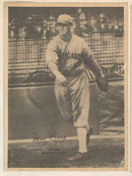 Moe Berg, Chicago, American League, from the Portraits and Action series (R316) issued by Kashin Publications, Issued by Kashin Publications, Photolithograph 