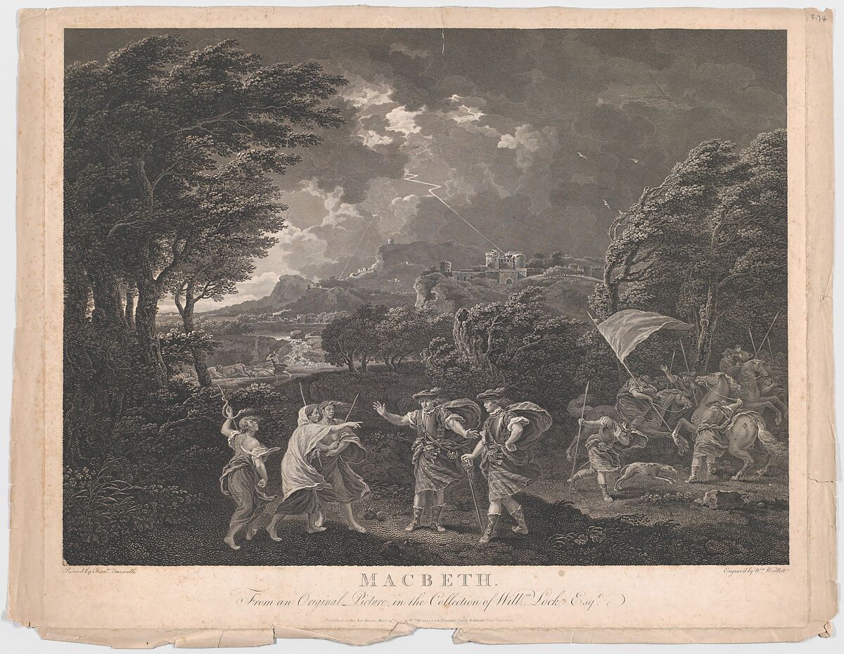 Macbeth and the Witches (Shakespeare, Macbeth, Act 1, Scene 1), William Woollett (British, Maidstone, Kent 1735–1785 London), Etching and engraving 