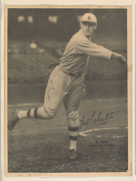 Fred Schulte, St. Louis, American League, from the Portraits and Action series (R316) issued by Kashin Publications, Issued by Kashin Publications, Photolithograph 