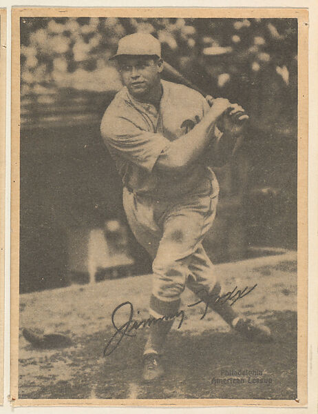 Issued by Kashin Publications, Jimmy Foxx, Athletics, from the Baseball  Portraits and Action series (R315) issued by Kashin Publications