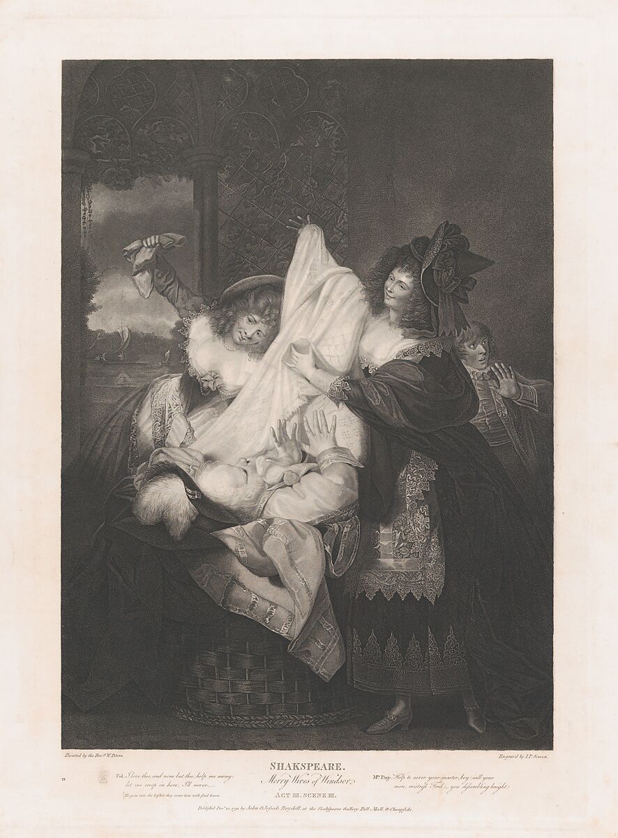 Falstaff in the Buck Basket (Shakespeare, Merry Wives of Windsor, Act 3, Scene 3), Peter Simon (British, London ca. 1764–1813 Paris), Stipple engraving 