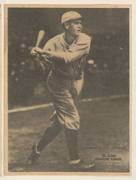 Lucerne A. Blue, St. Louis, American League, from the Portraits and Action series (R316) issued by Kashin Publications, Issued by Kashin Publications, Photolithograph 