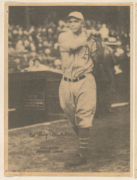 Ed (Bing) Miller, Philadelphia, American League, from the Portraits and Action series (R316) issued by Kashin Publications, Issued by Kashin Publications, Photolithograph 