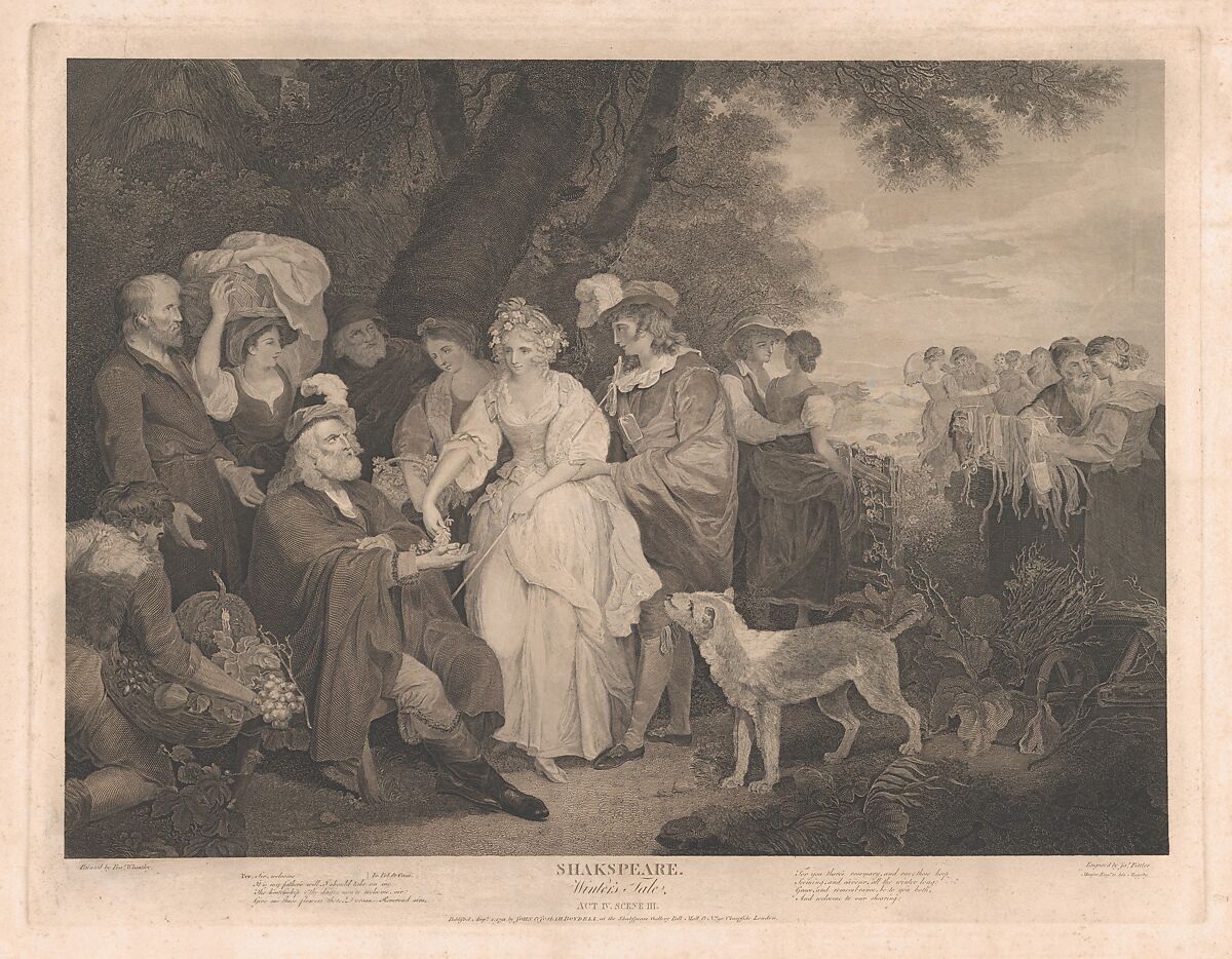 Florizel, Perdita, etc. in the Shepherd's Cot (Shakespeare, Winter's Tale, Act 4, Scene 3), James Fittler (British, London 1758–1835 Middlesex), Etching and engraving 