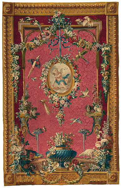 Cupid in a Medallion, Manufacture Nationale des Gobelins (French, established 1662), Wool and silk, French 