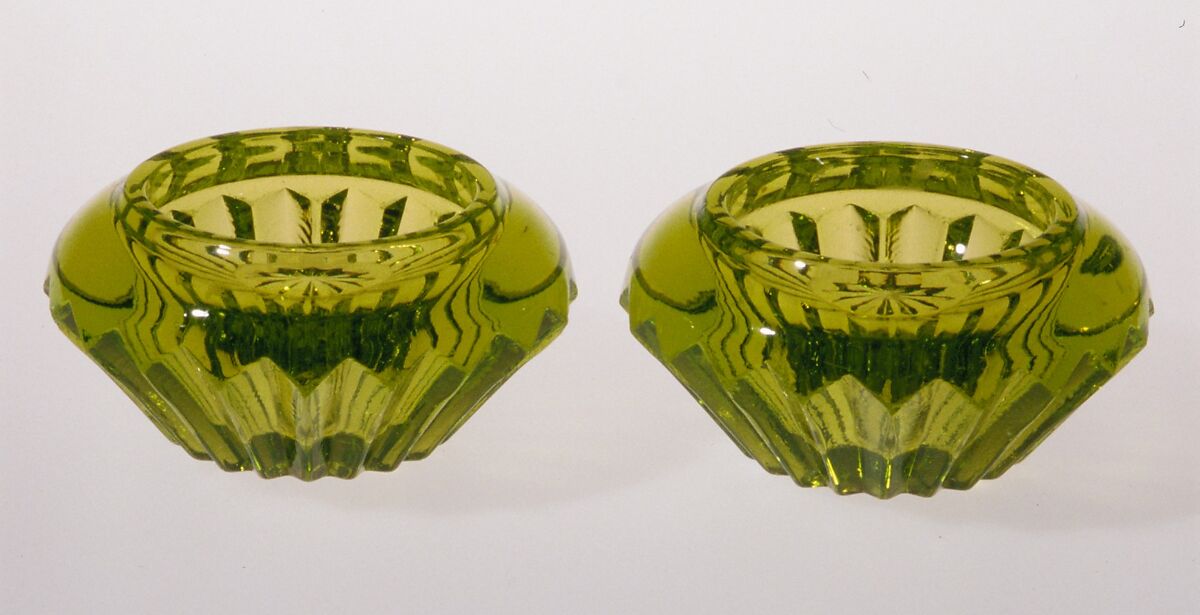 Saltcellar, Pressed green glass 