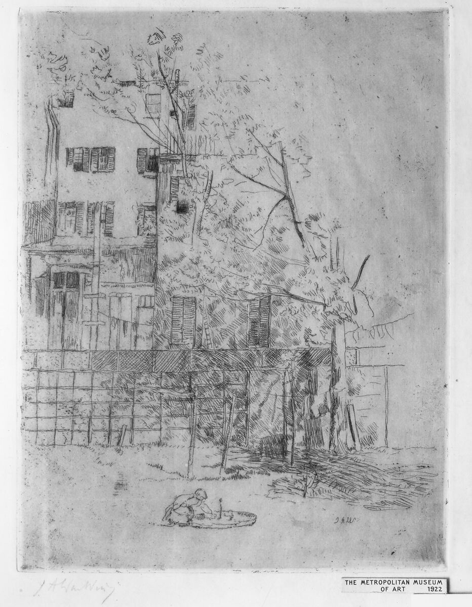 My Backyard No.1, Julian Alden Weir (American, West Point, New York 1852–1919 New York), Etching and drypoint; only state 