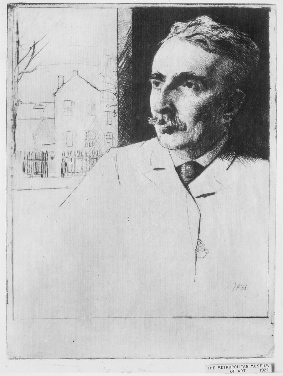 Portrait of John F. Weir, Julian Alden Weir (American, West Point, New York 1852–1919 New York), Drypoint; fourth state of five 