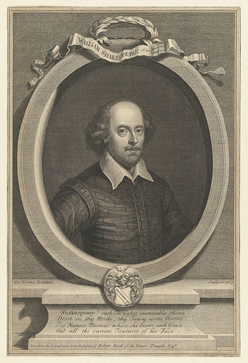 William Shakespeare, George Vertue (British, London 1684–1756 London), Etching and engraving 