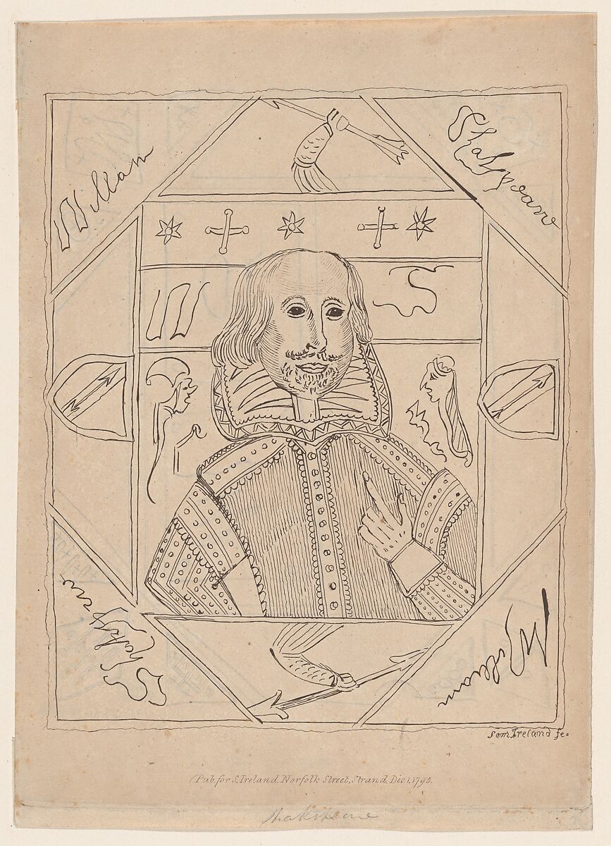 William Shakespeare, Etched and published by Samuel Ireland (British, active from ca. 1760, died London 1800), Etching 