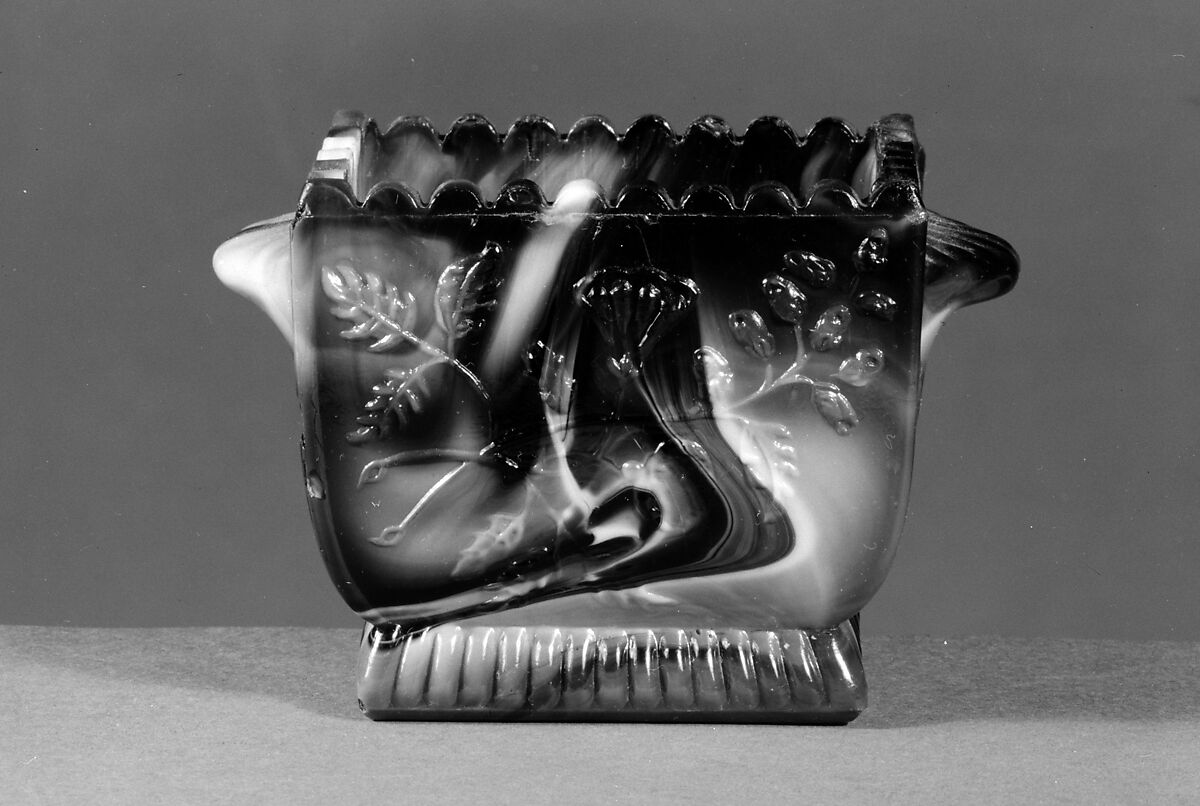 Saltcellar, Challinor, Taylor and Company (1866–1891), Pressed purple marble glass, American 