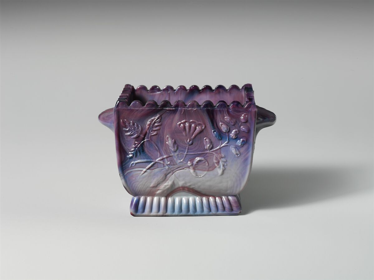 Saltcellar, Challinor, Taylor and Company (1866–1891), Pressed purple marble glass, American 