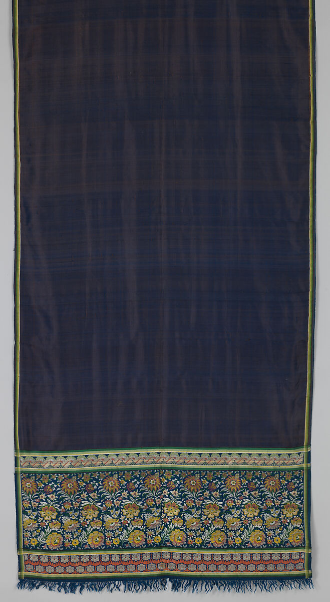 Shawl, Woven silk, British, London, Spitalfields 