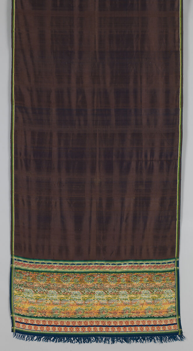 Shawl, Woven silk, British, London, Spitalfields