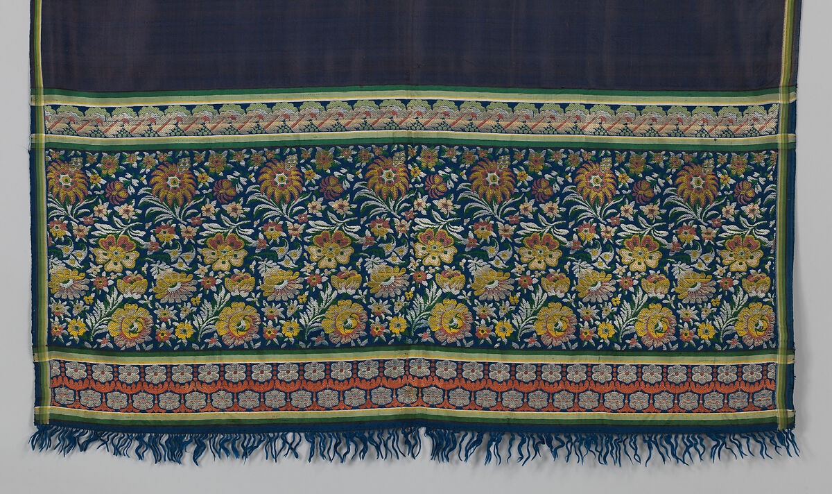 Shawl, Woven silk, British, London, Spitalfields