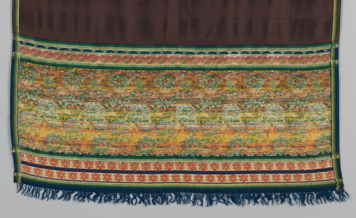 Shawl, Woven silk, British, London, Spitalfields