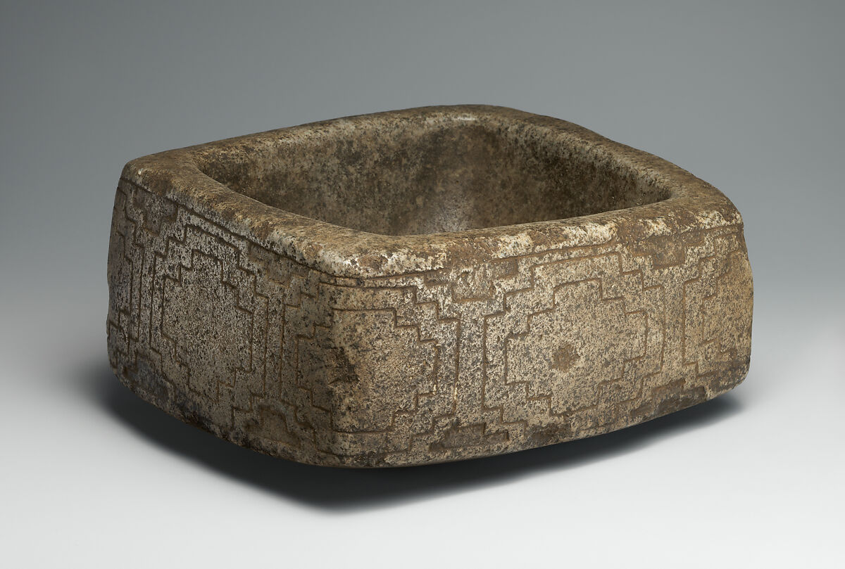 Mortar with incised geometric design, Stone, Condorhuasi-Alamito 