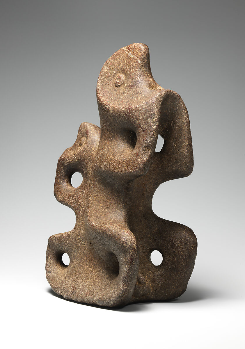 Sculpture in the shape of two figures (suplicante), Alamito artist(s), Stone, Alamito