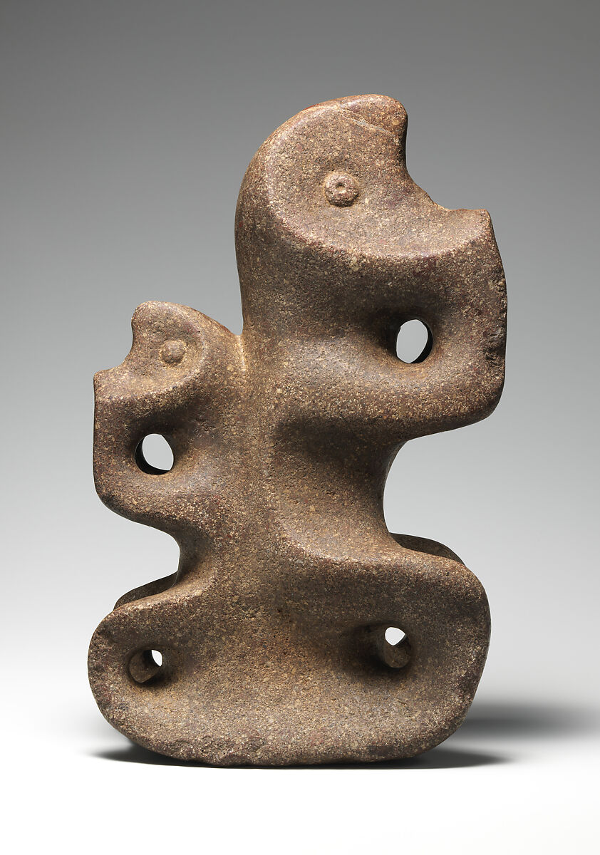 Sculpture in the shape of two figures (suplicante), Alamito artist(s), Stone, Alamito