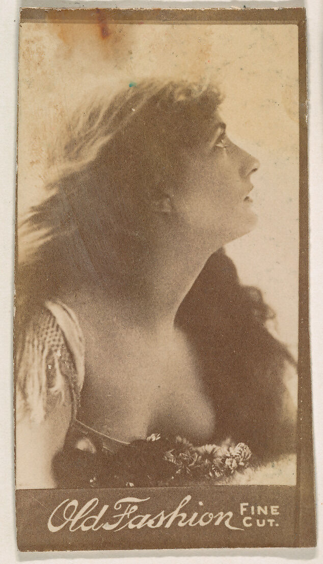 Profile of actress looking up, from the Actresses series (N664) promoting Old Fashion Fine Cut Tobacco, Albumen photograph 