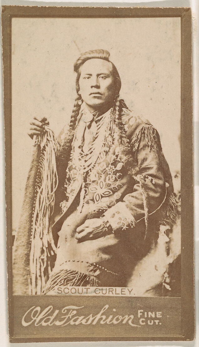Scout Curley, from the Indian Chiefs series (N681) promoting Old Fashion Fine Cut Tobacco, Albumen photograph 