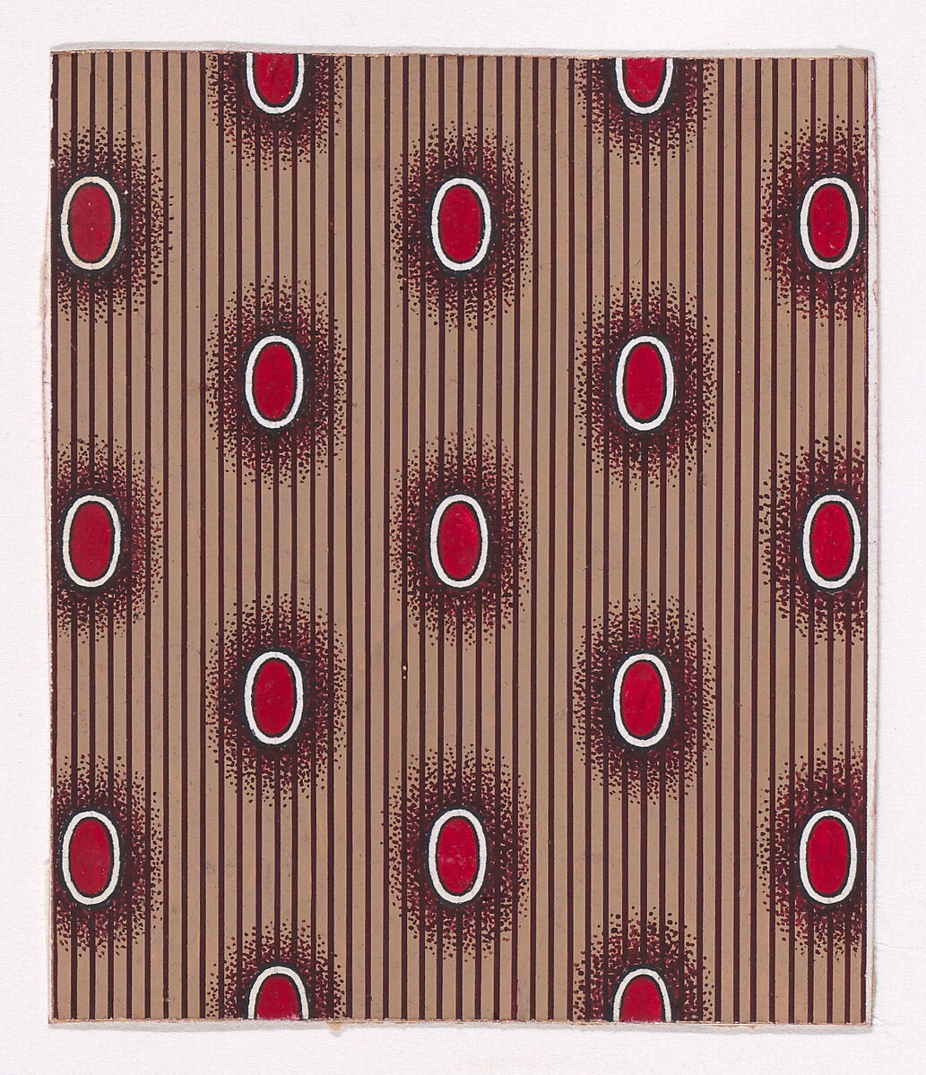 Textile Design with Alternating Vertical Zig-Zagging Strips, Anonymous, Alsatian, 19th century, Gouache 