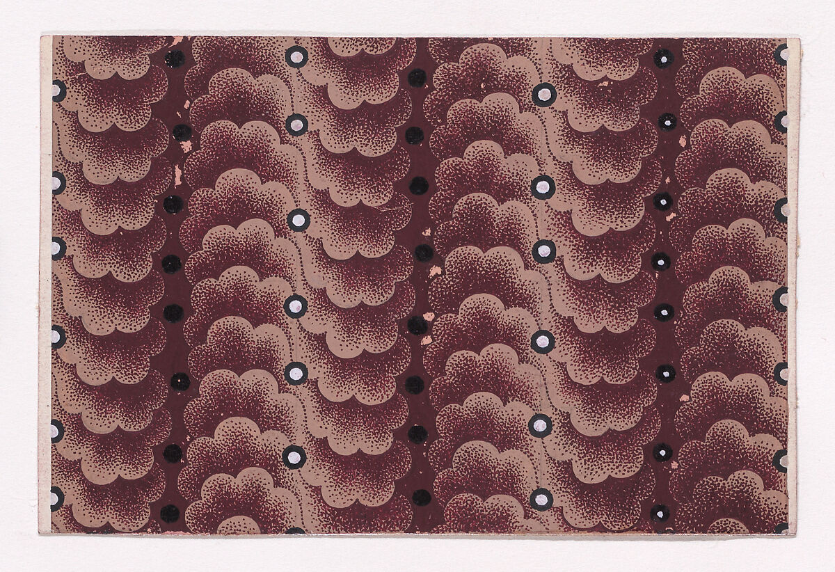 Textile Design with Vertical Strips of Clouds and Circles, Anonymous, Alsatian, 19th century, Gouache