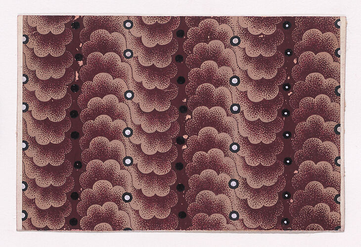 Textile Design with Vertical Strips of Clouds and Circles