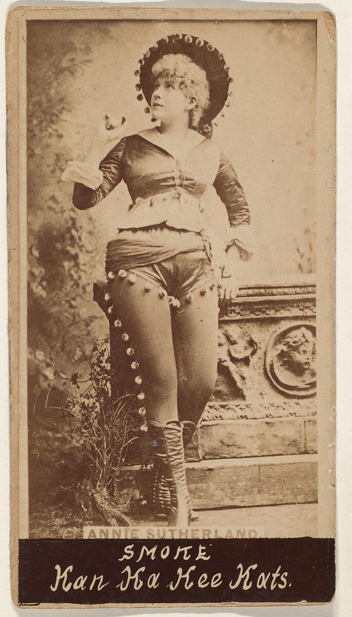 Annie Sutherland, from the Actresses series (N675), promoting Kan Ka Kee Kats, Albumen photograph 