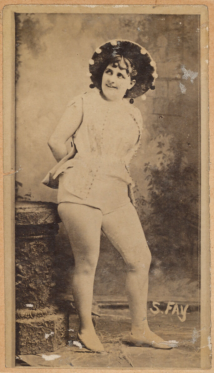 Actress wearing brimmed hat with pompoms, from the Actresses series (N668), Albumen photograph 