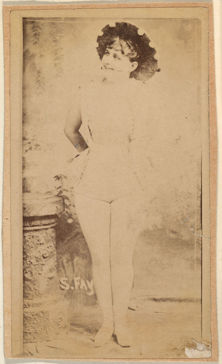 Actress wearing brimmed hat with pompoms, from the Actresses series (N668), Albumen photograph 