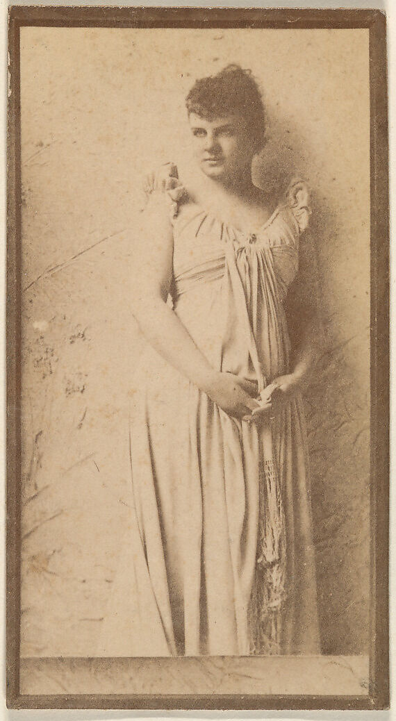 Standing actress in simple white gown, from the Actresses series (N668), Albumen photograph 