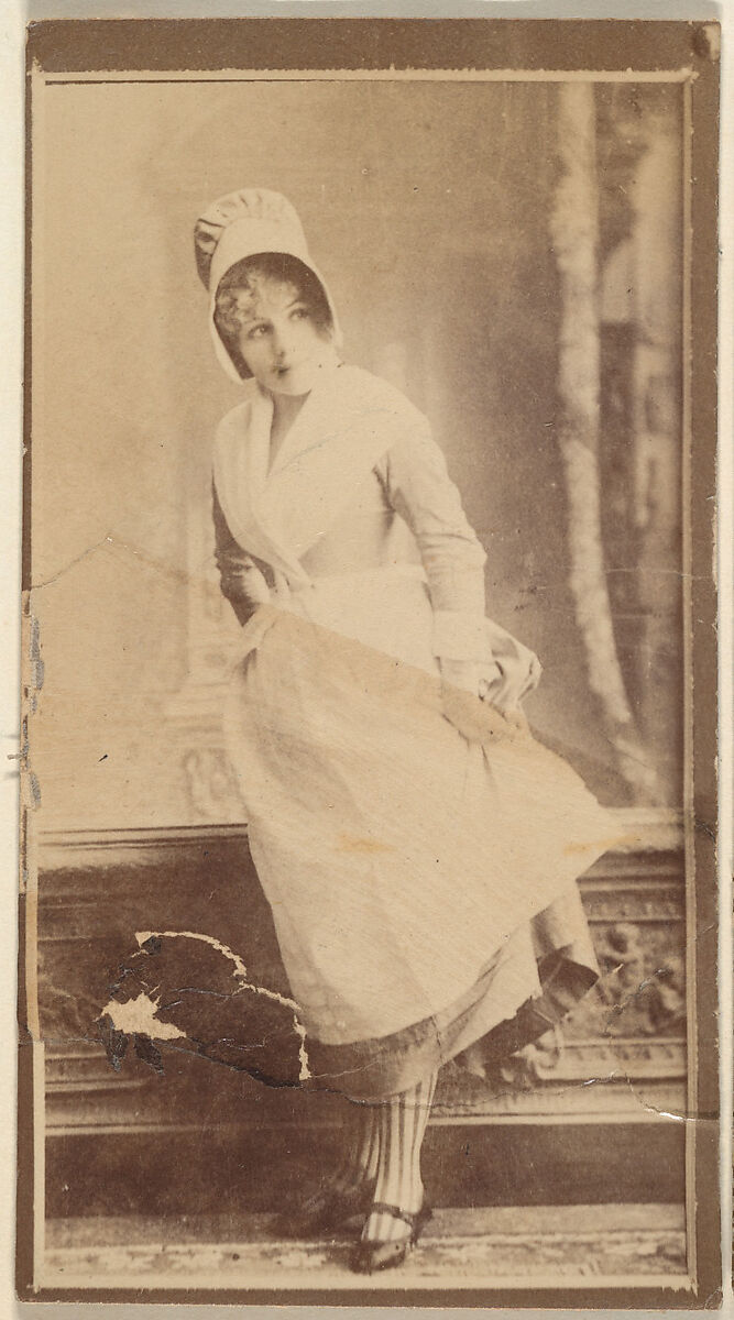 Actress wearing costume with cloth bonnet, from the Actresses series (N668), Albumen photograph 