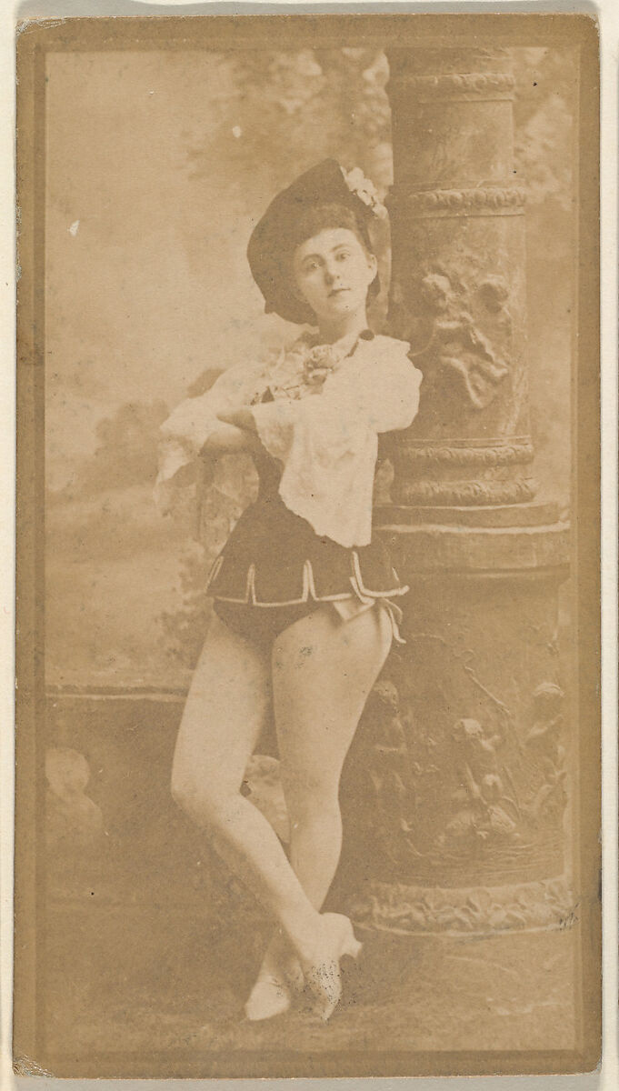 Actress leaning against column, from the Actresses series (N668), Albumen photograph 