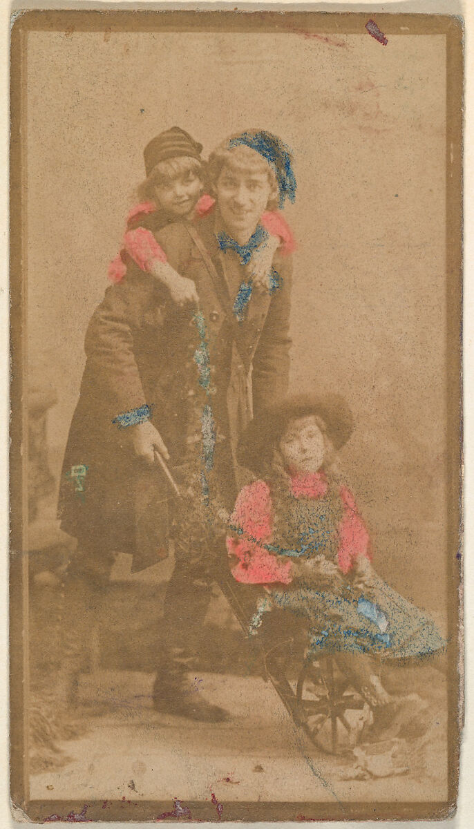 Actress posing with two children, from the Actresses series (N668), Albumen photograph 