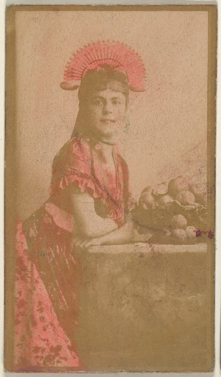 Actress wearing fan-shaped headpiece, from the Actresses series (N668), Albumen photograph 