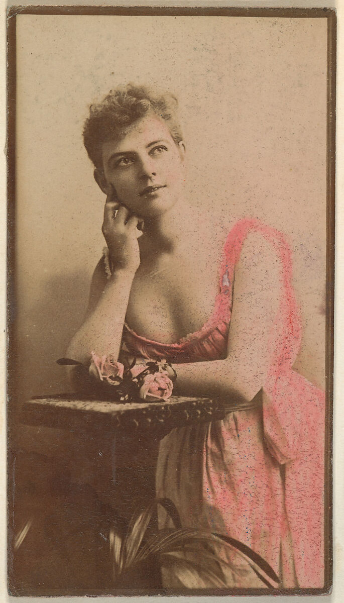Actress wearing hand-colored pink dress, from the Actresses series (N668), Albumen photograph 