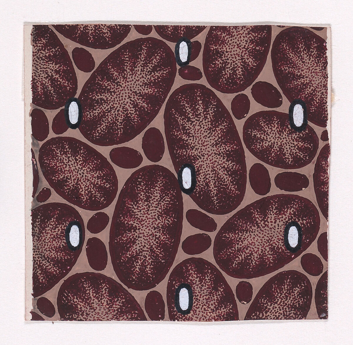 Textile Design with Scattered Ovals, Anonymous, Alsatian, 19th century, Gouache 