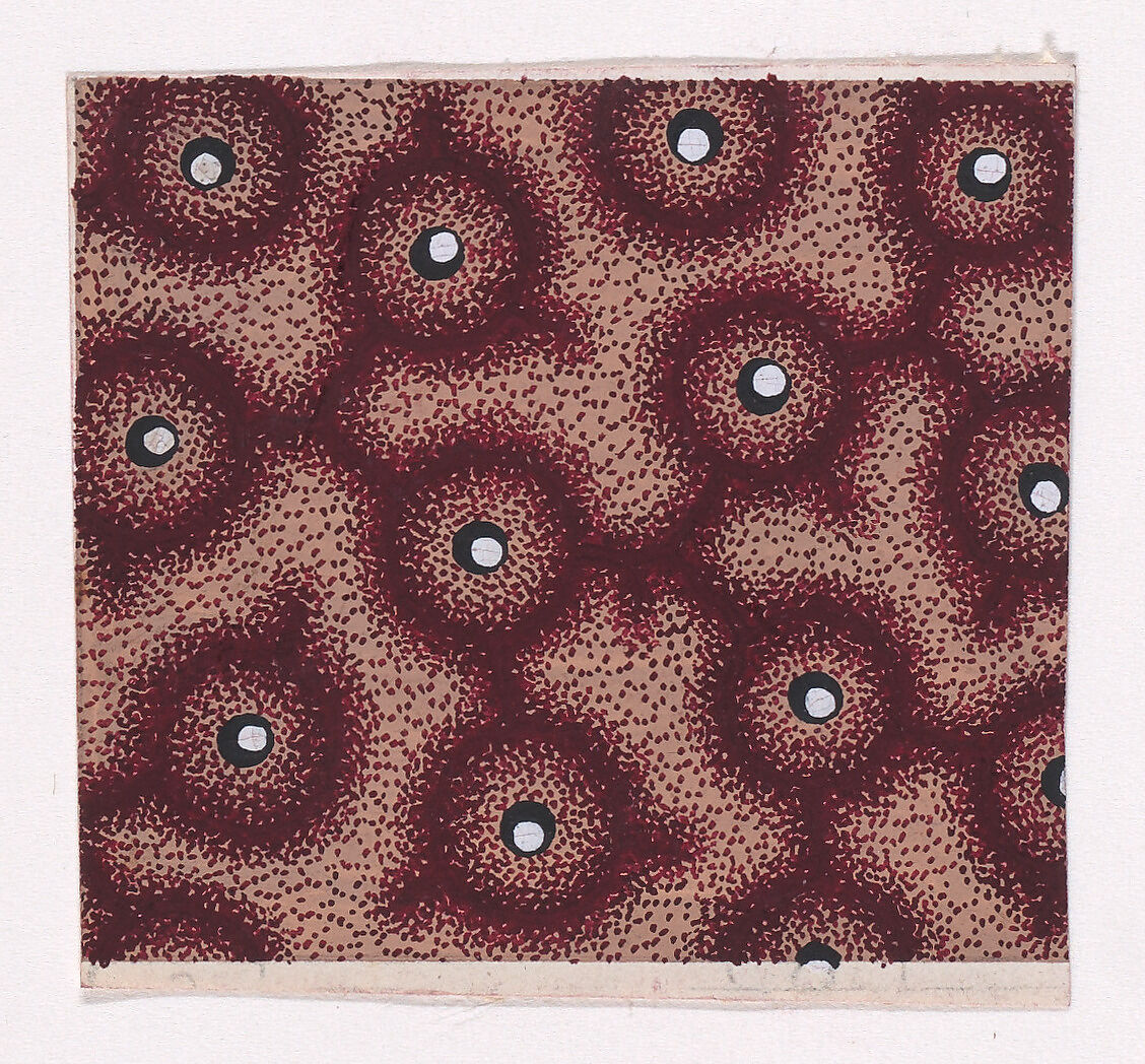 Textile Design with a Network of Circles with Pearls in the Middle, Anonymous, Alsatian, 19th century, Gouache 