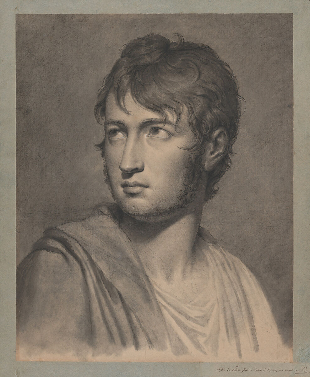 Portrait of a Young Man, Pierre Narcisse Guérin (French, Paris 1774–1833 Rome), Black chalk, stumping, heightened with white chalk 